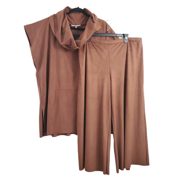 Bryn Walker XXL Set Sequoia Faux Suede Ella Pants Poncho Rust Lagenlook - Picture 12 of 12